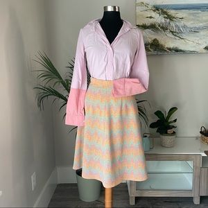 VINTAGE 1970s chevron A-line skirt